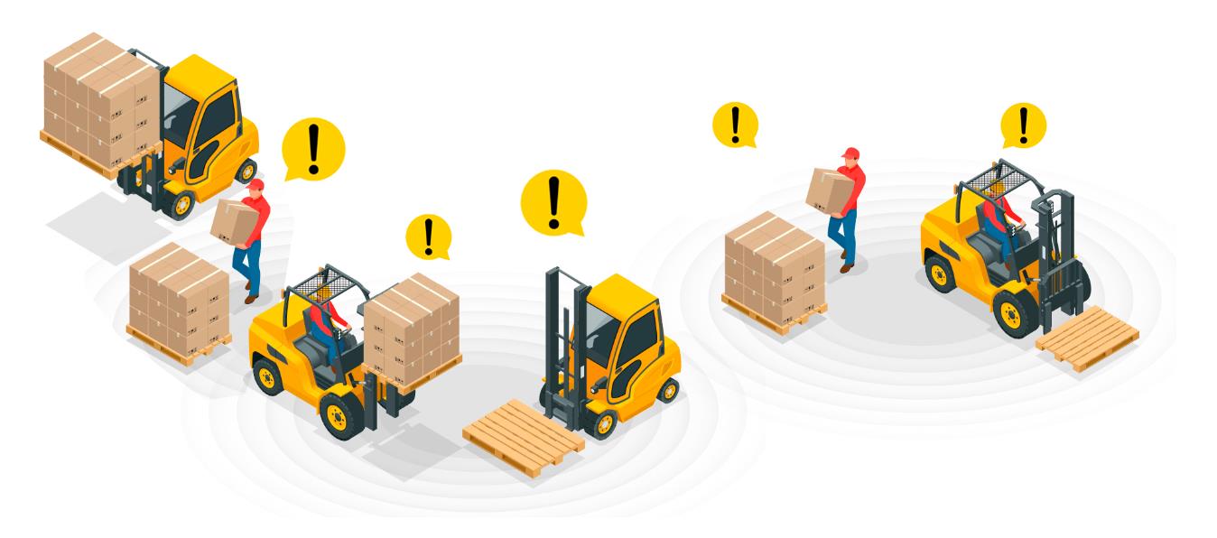 九盾安防叉车防碰撞系统的特点和操作模式